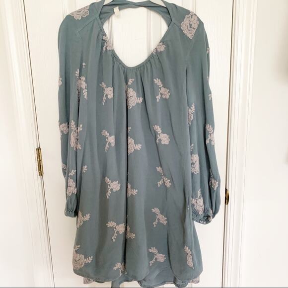 Free People Misty Green Emma Embroidered Dress M - Picture 2 of 8